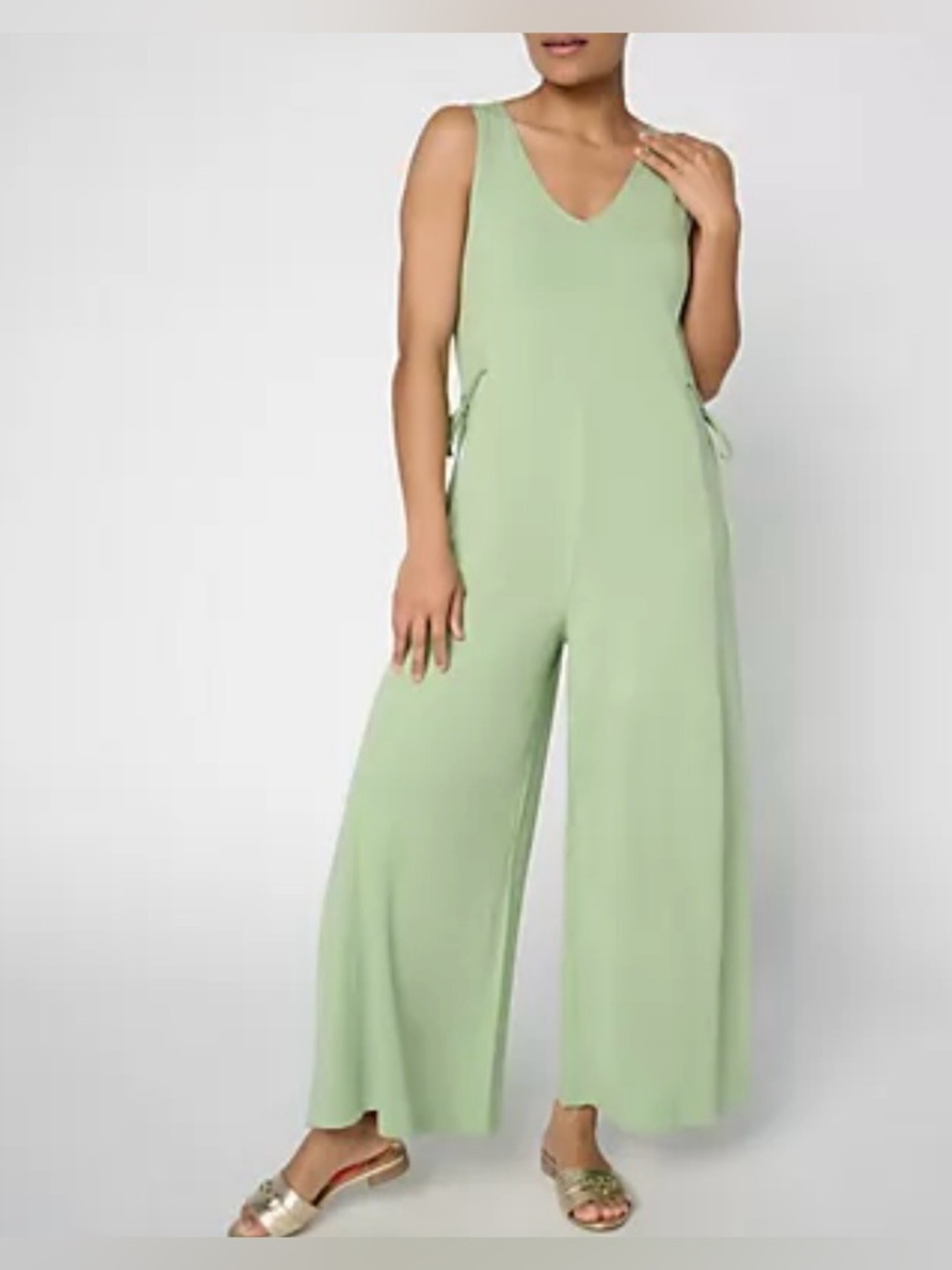 New AnyBody Cozy Knit Jersey All-Star Jumpsuit in Aloe